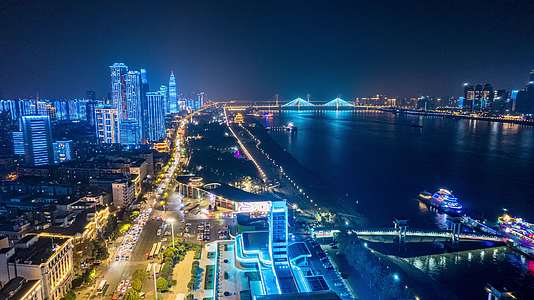 8K武汉长江两岸夜景灯光秀航拍延时视频的预览图