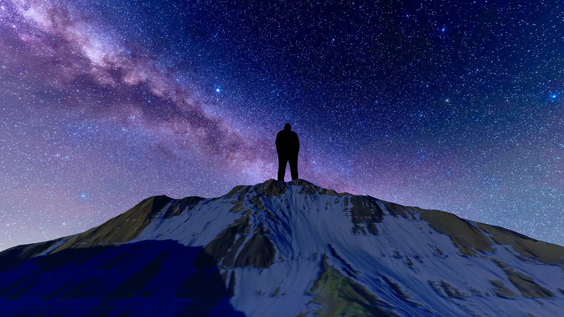 站在雪山之巅仰望星空视频的预览图