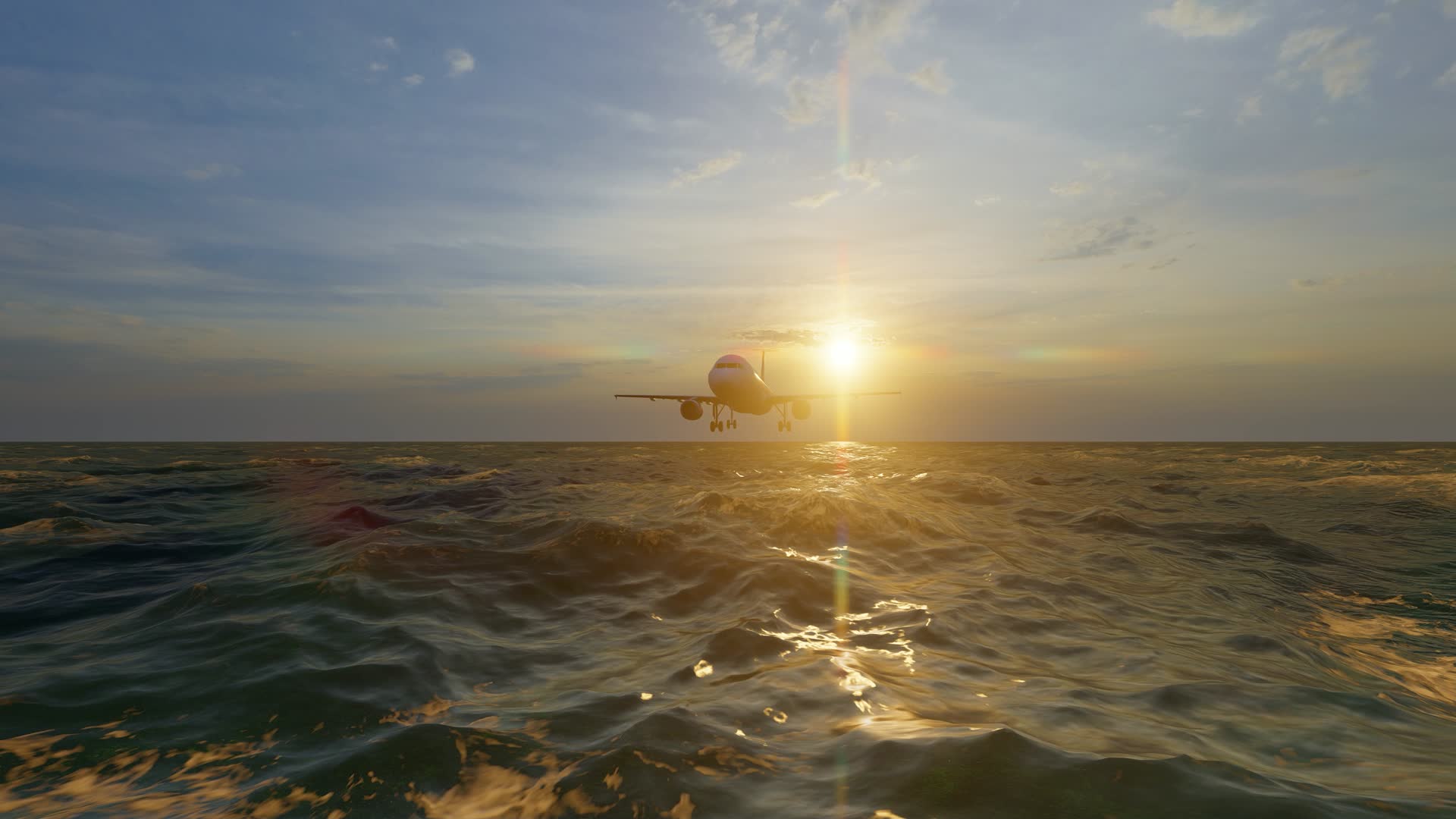 飞机飞过大海视频的预览图