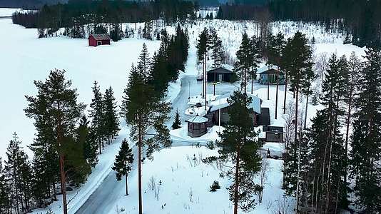 4K航拍北欧芬兰雪景自然风光视频的预览图