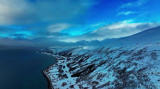 4K航拍挪威特罗姆瑟冰川雪地最美风光视频的预览图