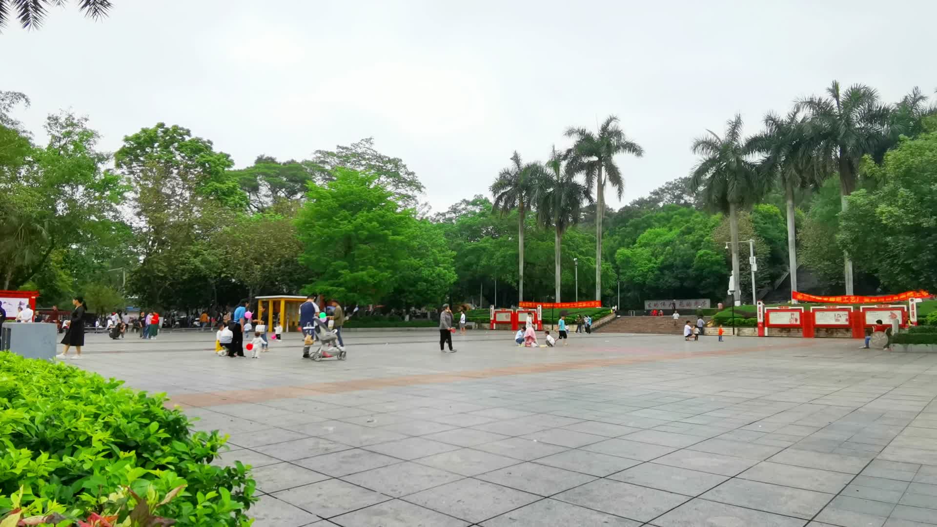 休闲公园广场视频的预览图