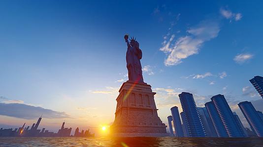 美国纽约曼哈顿自由女神像视频的预览图