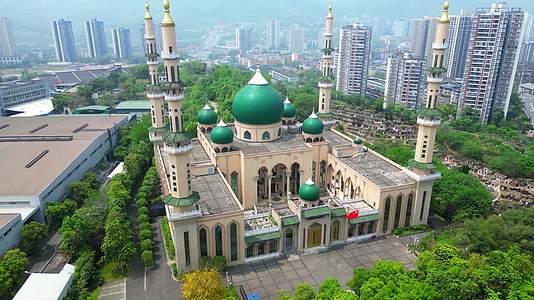 4K二郎教堂二郎车流清真寺重庆视频的预览图