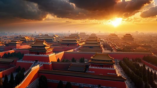 北京故宫博物院紫禁城日出日落云海延时视频的预览图