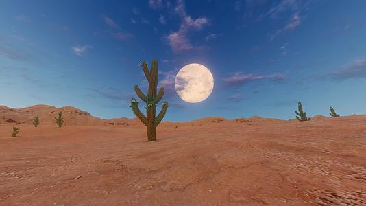 夜晚沙漠月亮升起延时景观视频的预览图