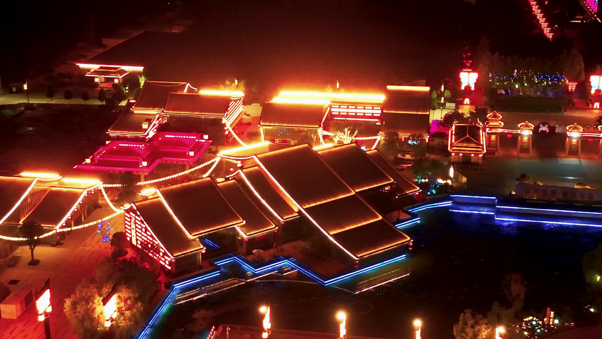 4K无人机航拍陕西西安富平县中华郡夜景美景视频的预览图