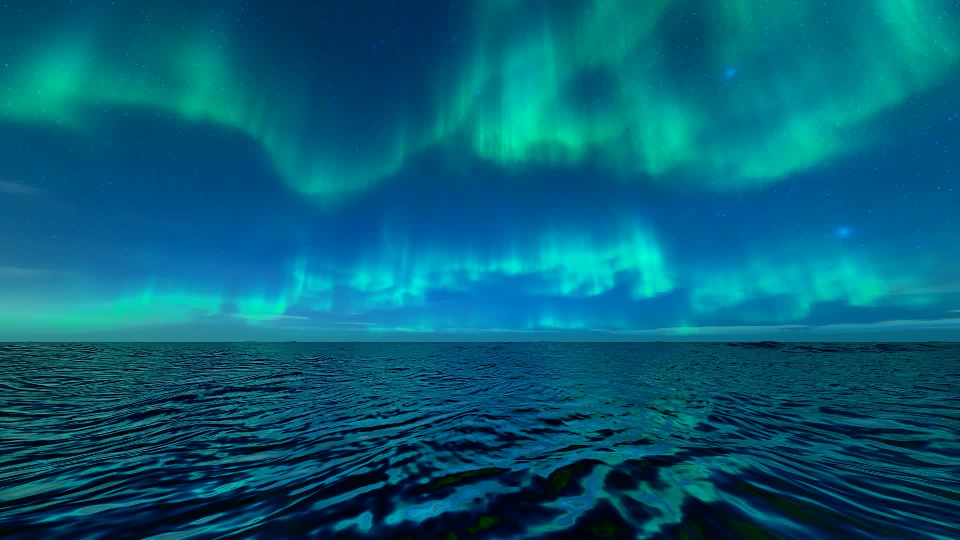 大海水面和北极光视频的预览图