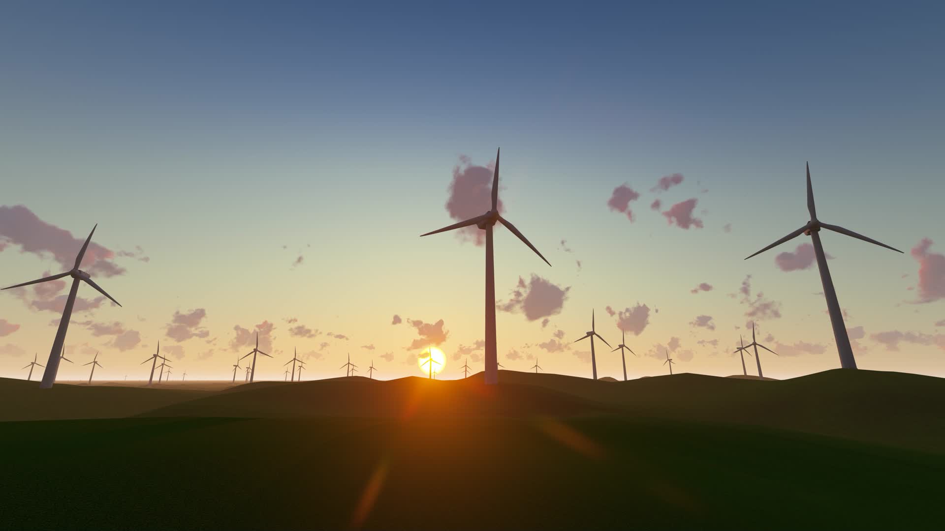 草原上的风力发电延时视频的预览图