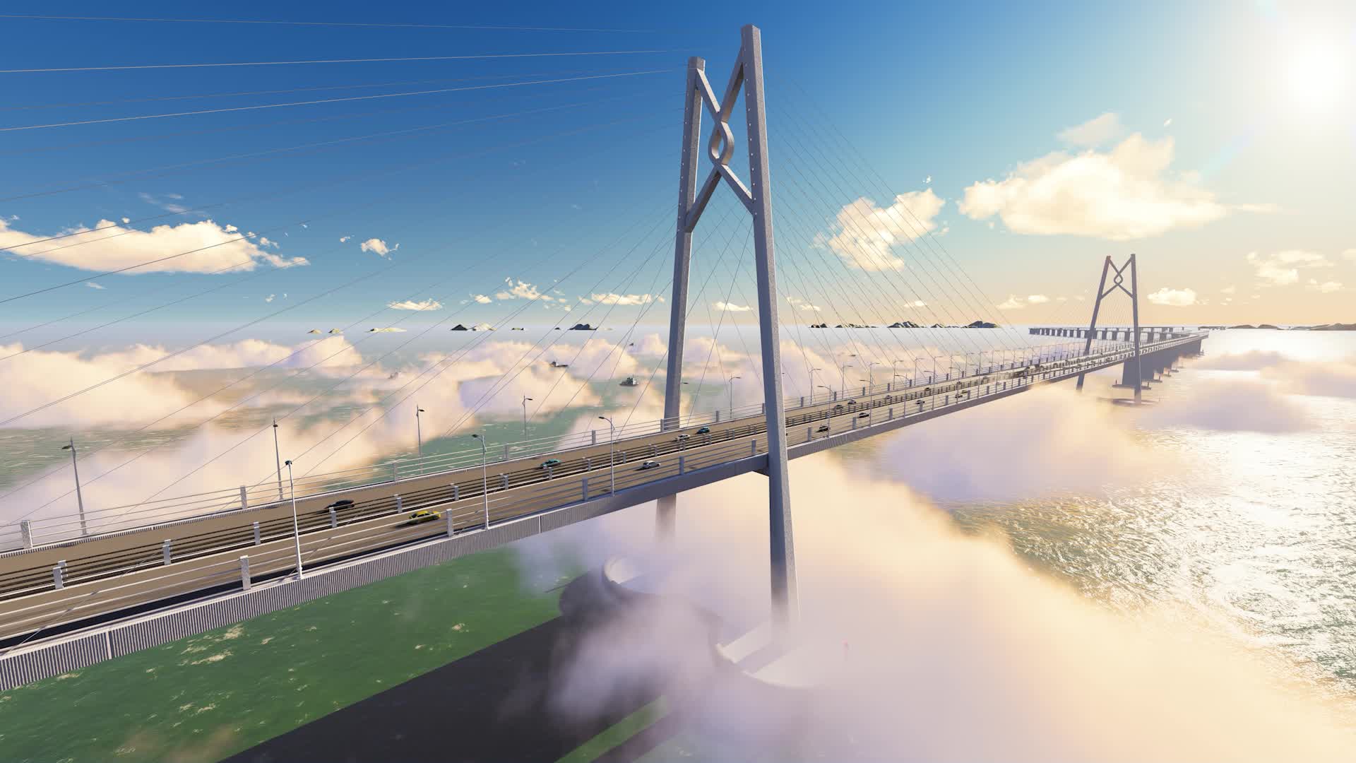 航拍港珠澳大桥日出视频视频的预览图