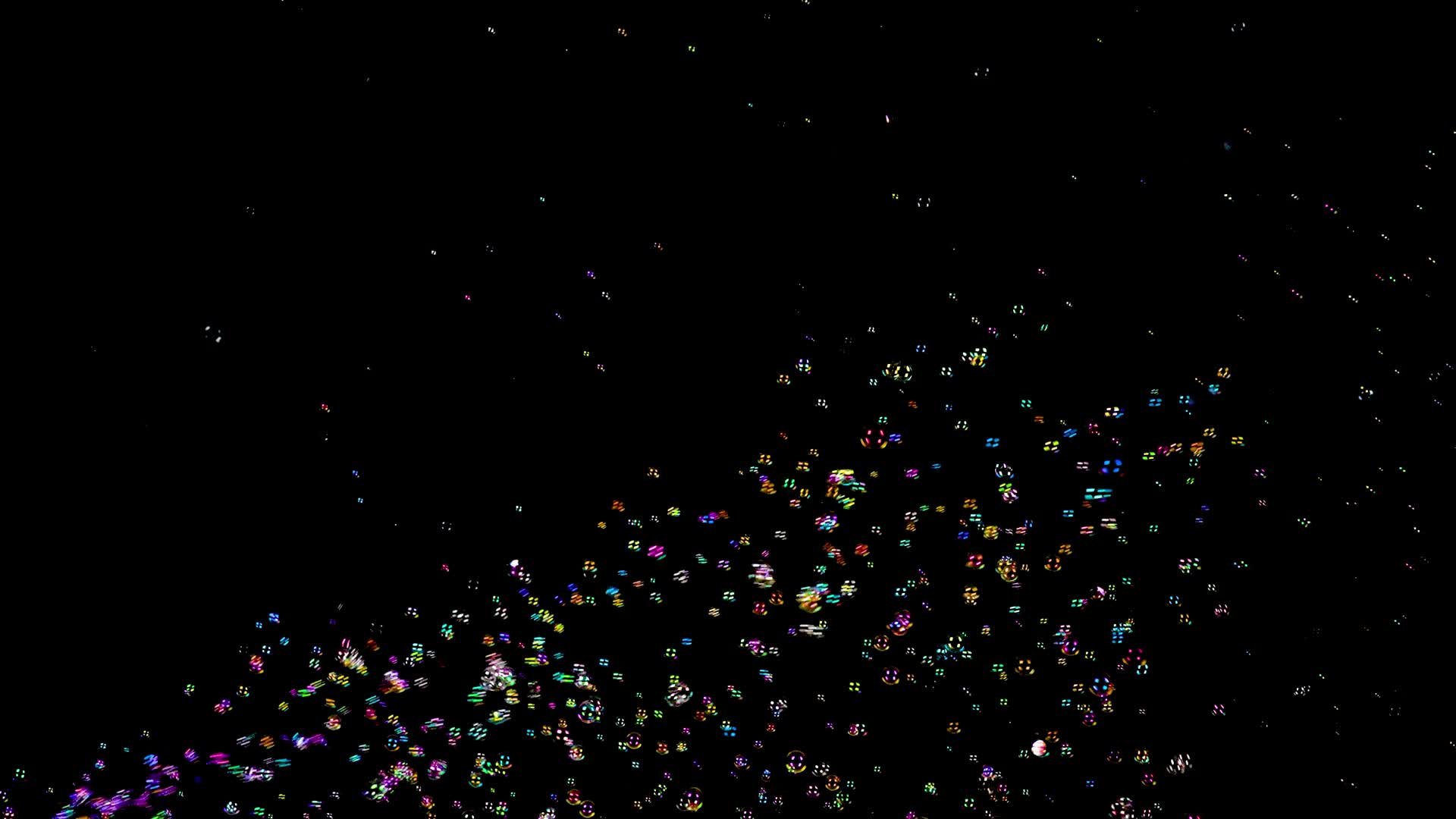 左下角飞起的彩色泡泡缓慢射向右上角前后实焦远景别10bit422视频的预览图