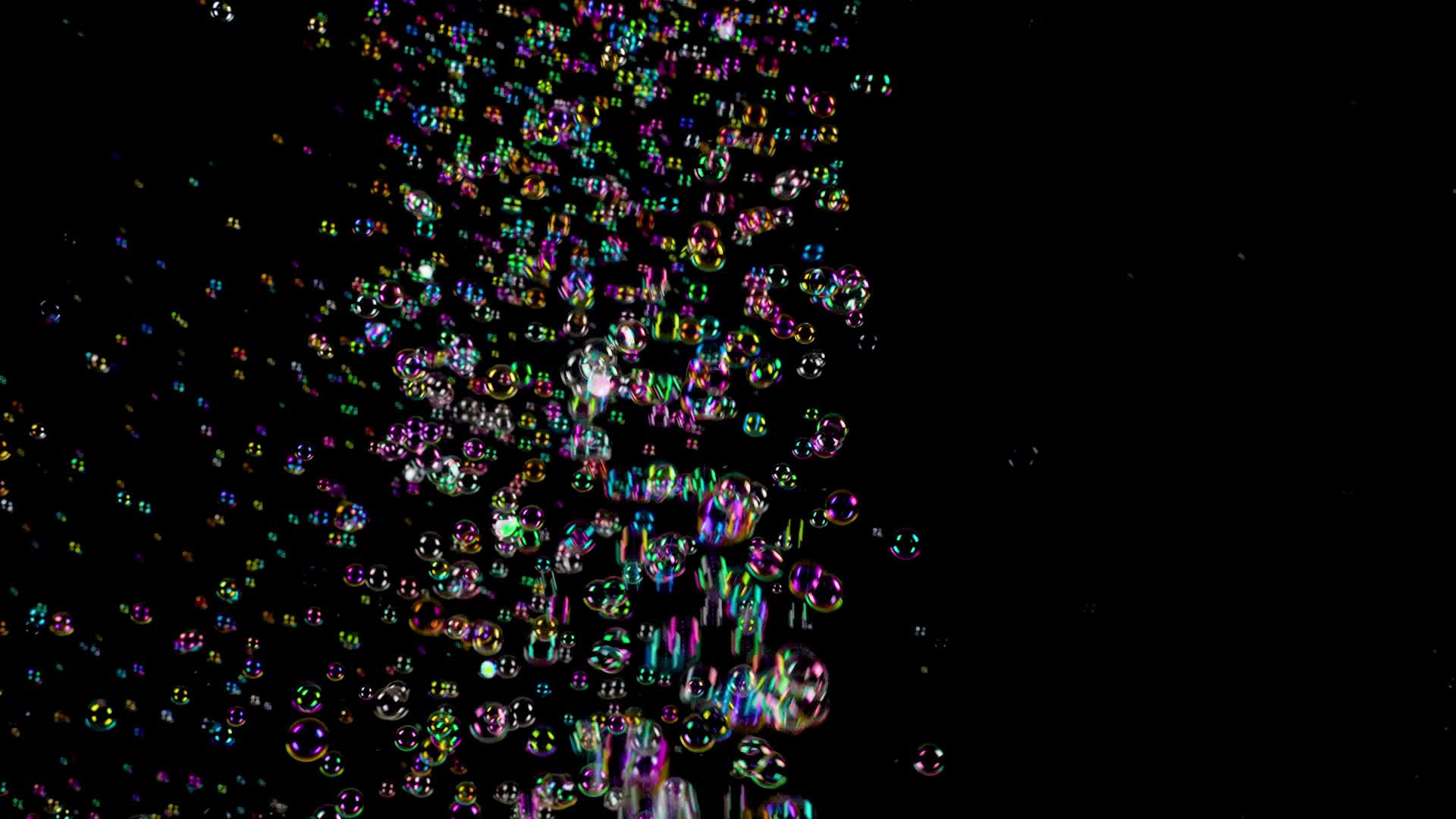 画面中间朝上发射的彩色泡泡前实后虚中景别10bit422视频的预览图