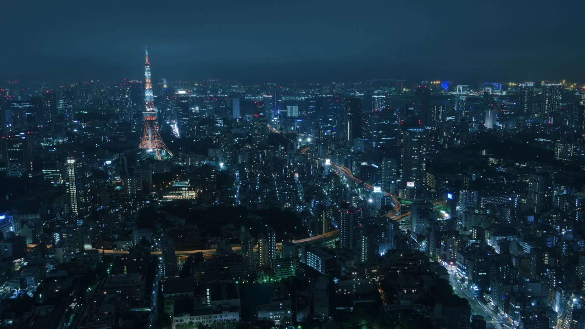 4k东京夜天际线夜景城市延时摄影视频的预览图