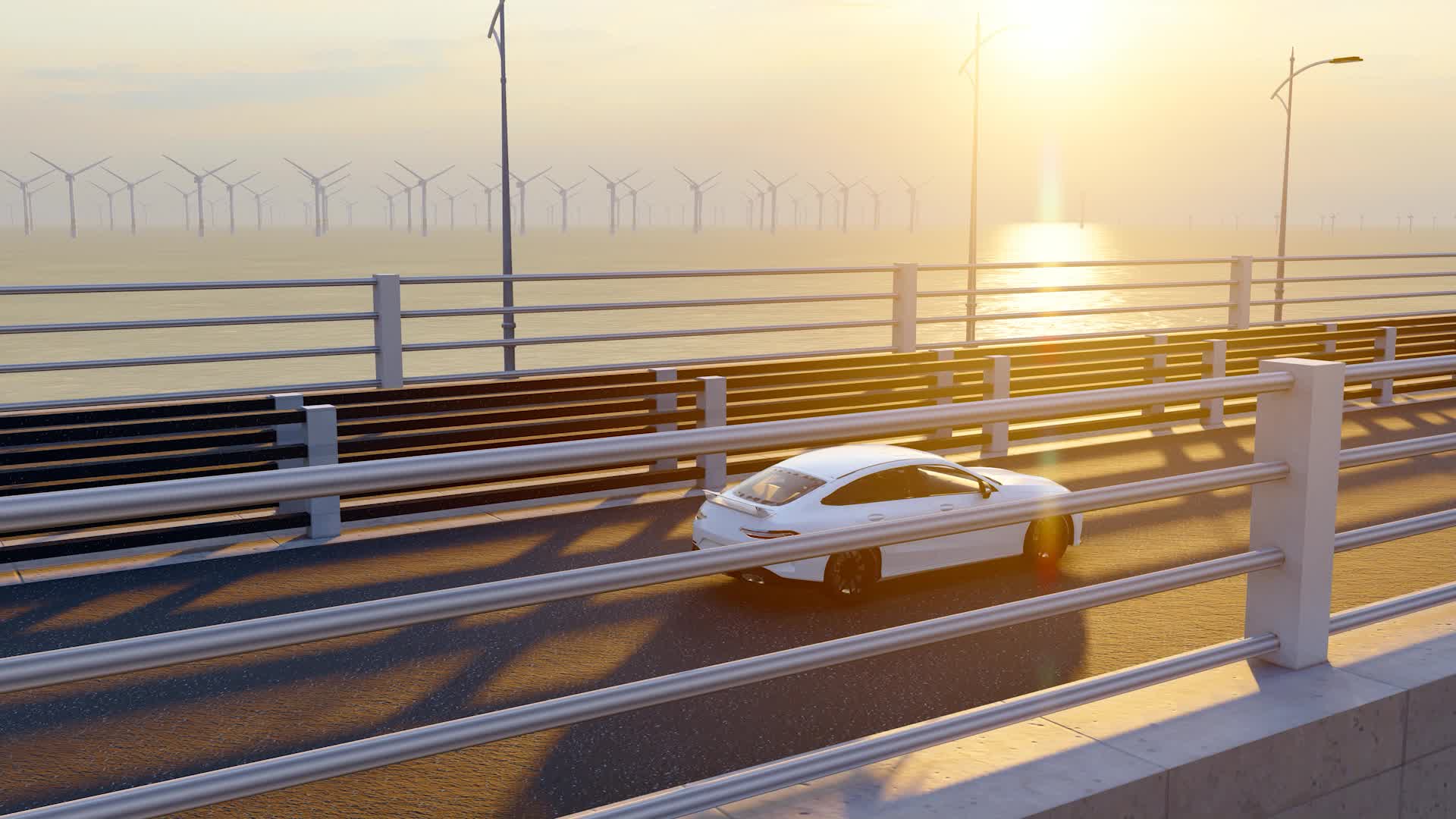 在港珠澳大桥上行驶的新能源汽车视频视频的预览图