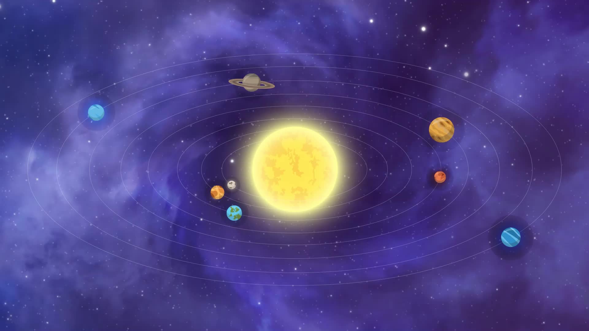 循环卡通太阳系运行背景视频视频的预览图