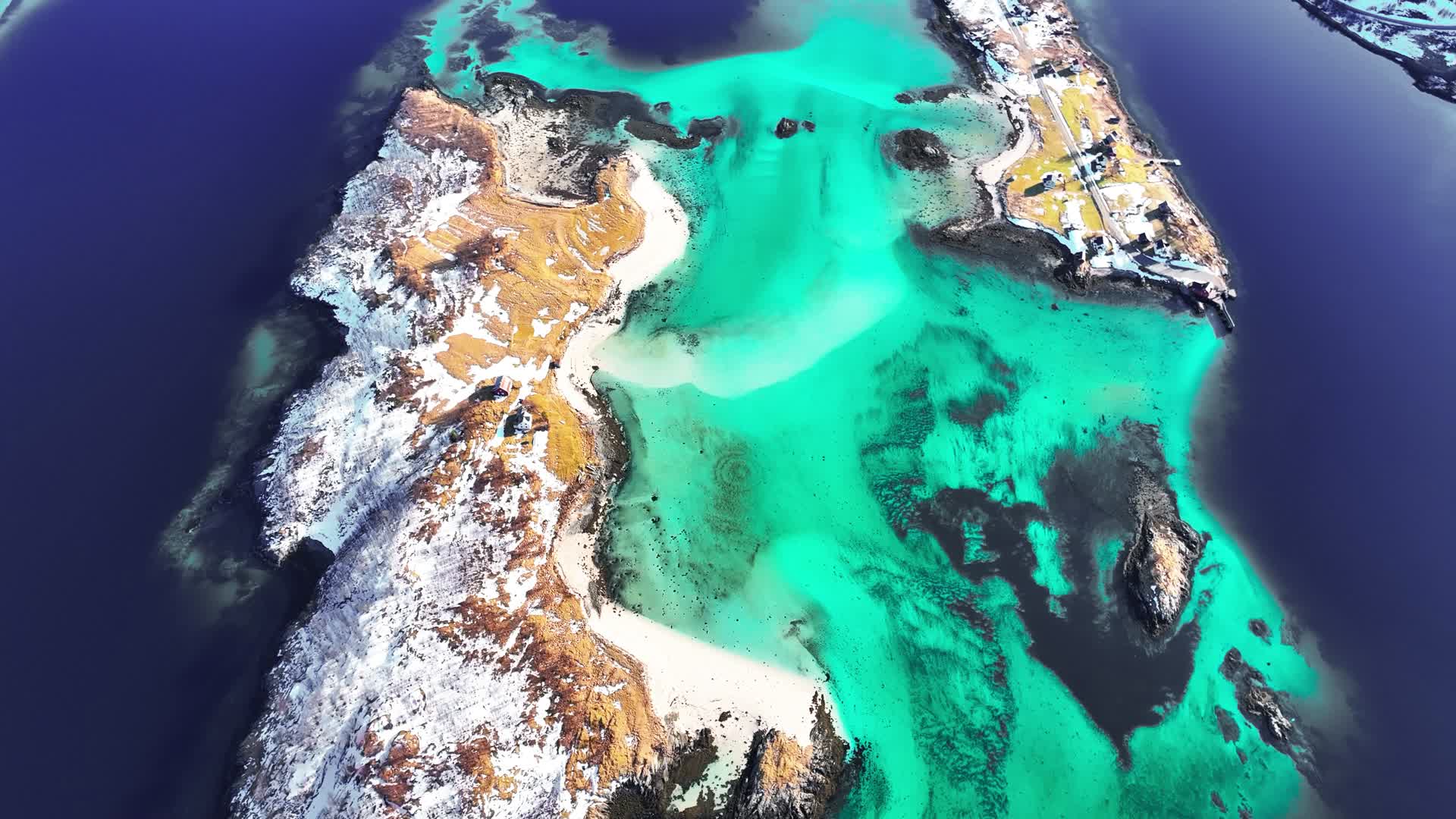 4K航拍挪威塞尼亚岛雪景之美视频的预览图