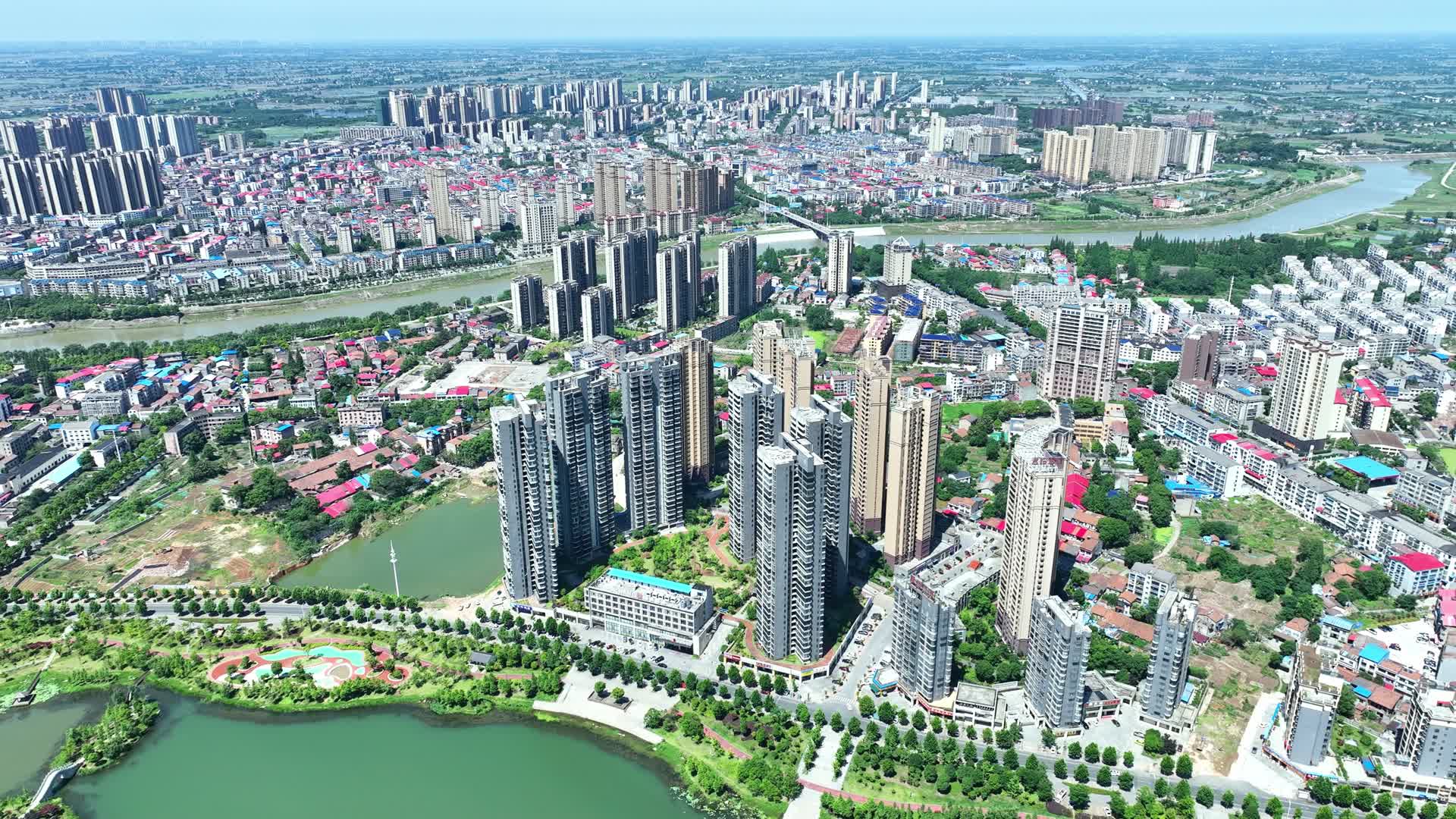 华容县城市风光航拍视频的预览图