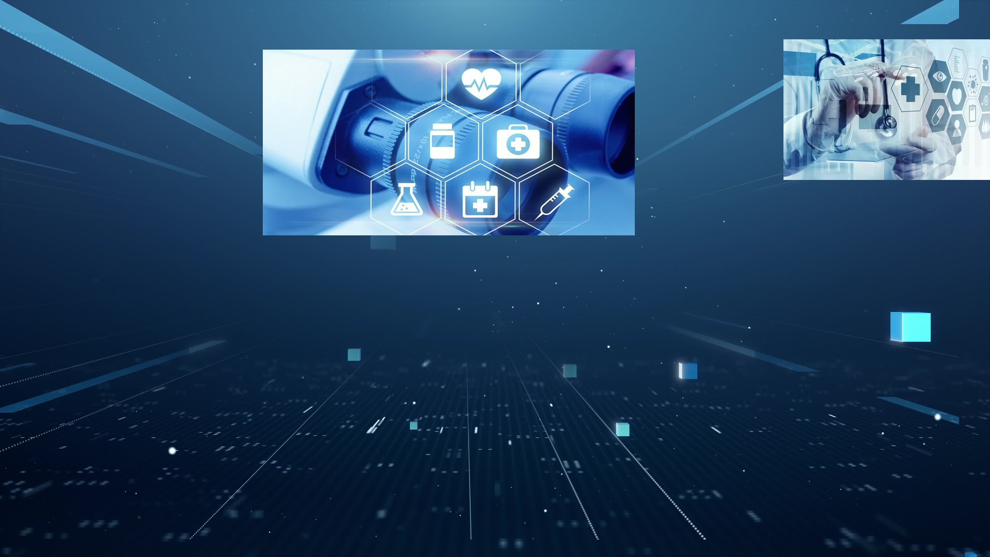 蓝色科技照片汇聚片头logo汇聚视频的预览图