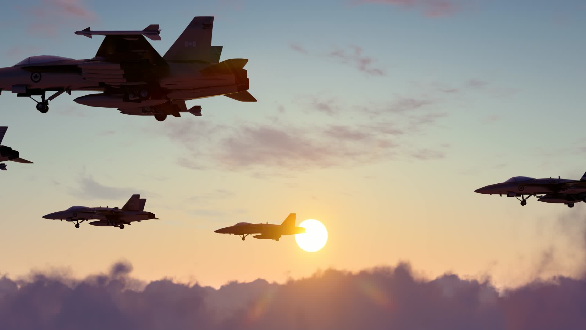 战斗机编队空中起飞穿梭云层视频的预览图