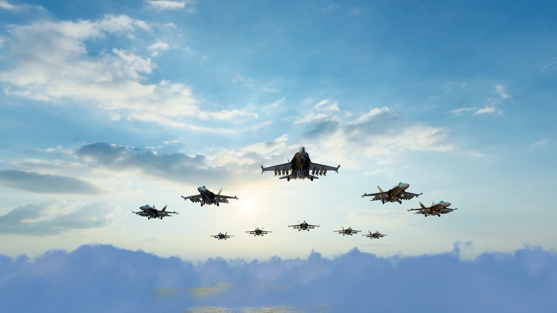 战斗机群空中飞行视频的预览图