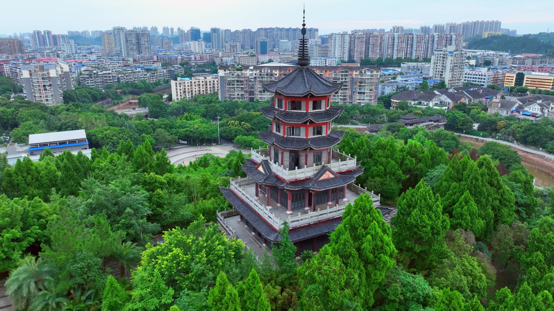 资阳市三贤文化公园资阳三贤文化公园航拍视频的预览图