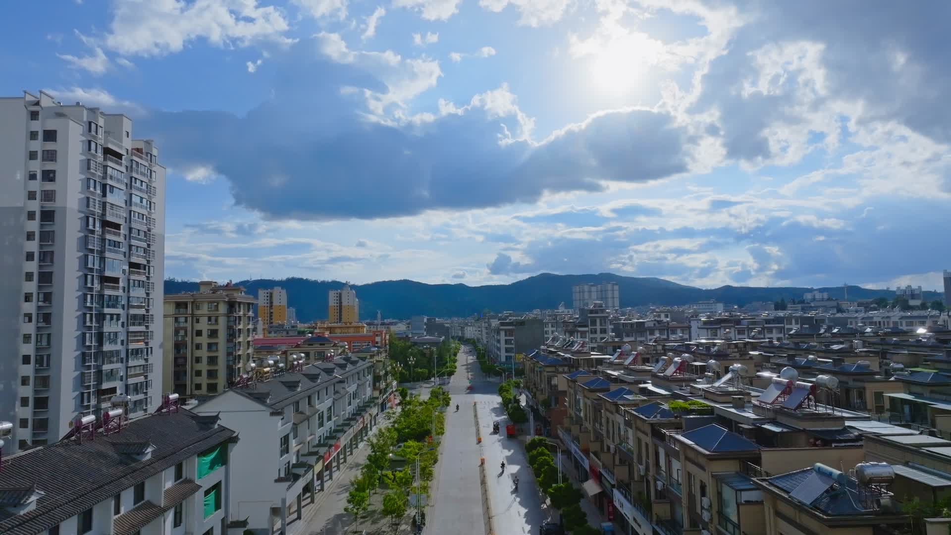 云南楚雄州大姚县城市建筑街道交通风景航拍视频的预览图