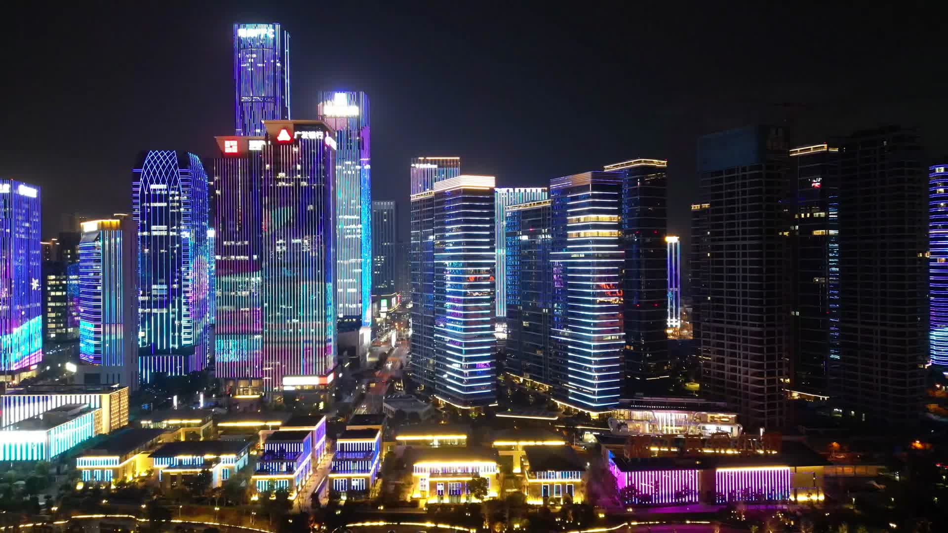 长沙金融中心湘江风光夜景航拍4视频的预览图