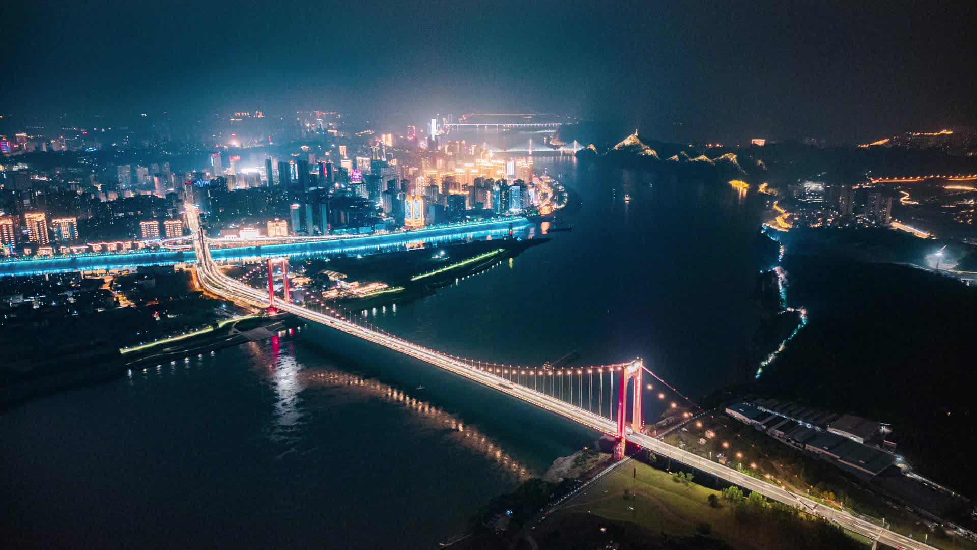 宜昌核心区夜景金融中心建行视频的预览图