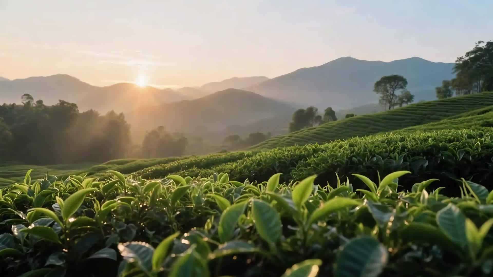 茶农手工采摘新鲜茶叶AI视频视频的预览图