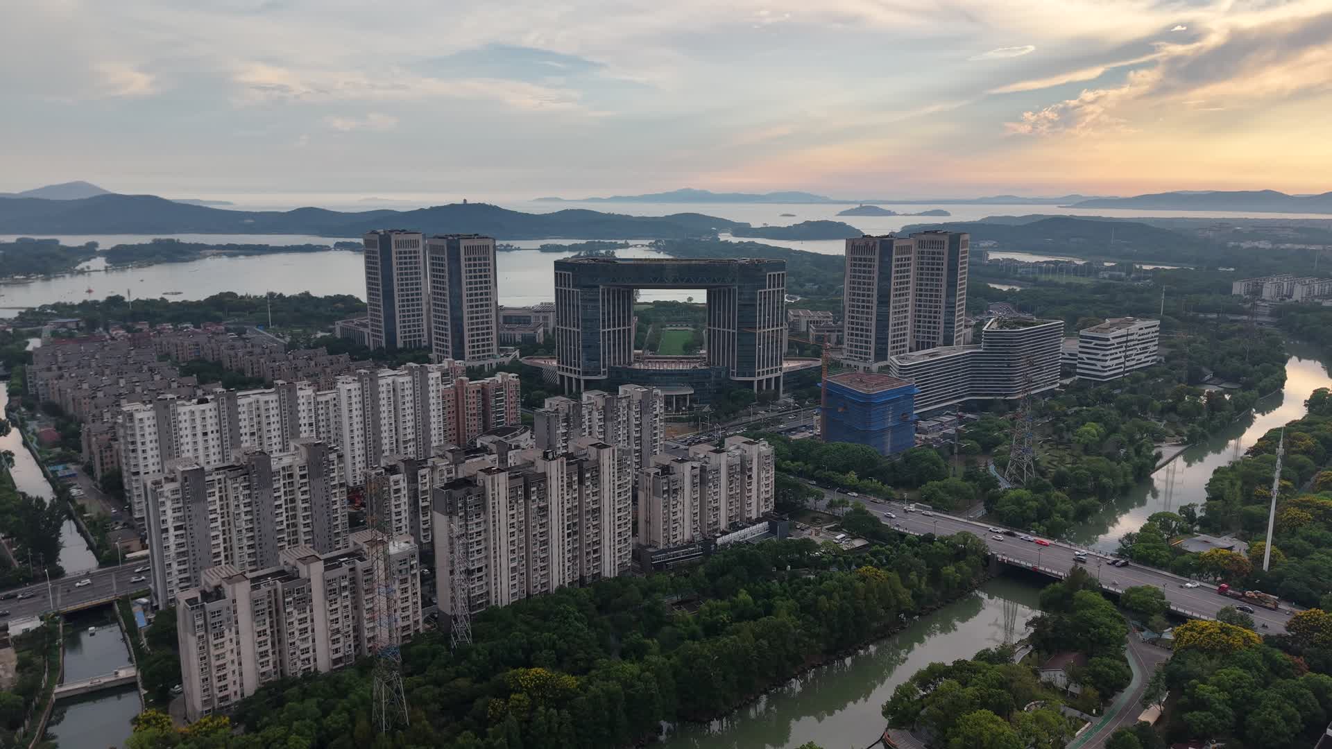 无锡太湖城市航拍自然风光城市风光视频的预览图