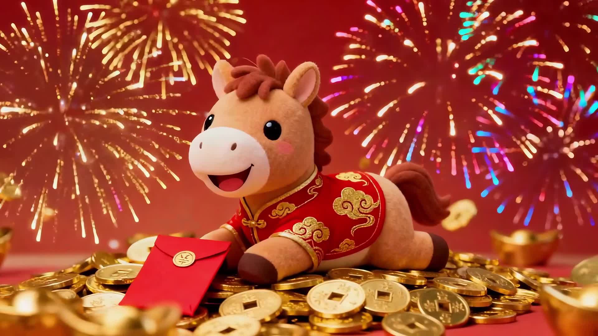 AI视频2026马年新年春节喜庆背景视频的预览图