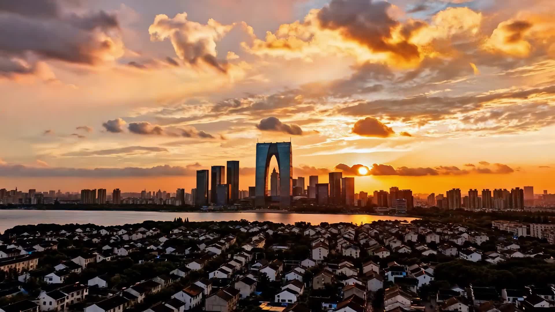 AI视频苏州现代城市风光航拍视频的预览图