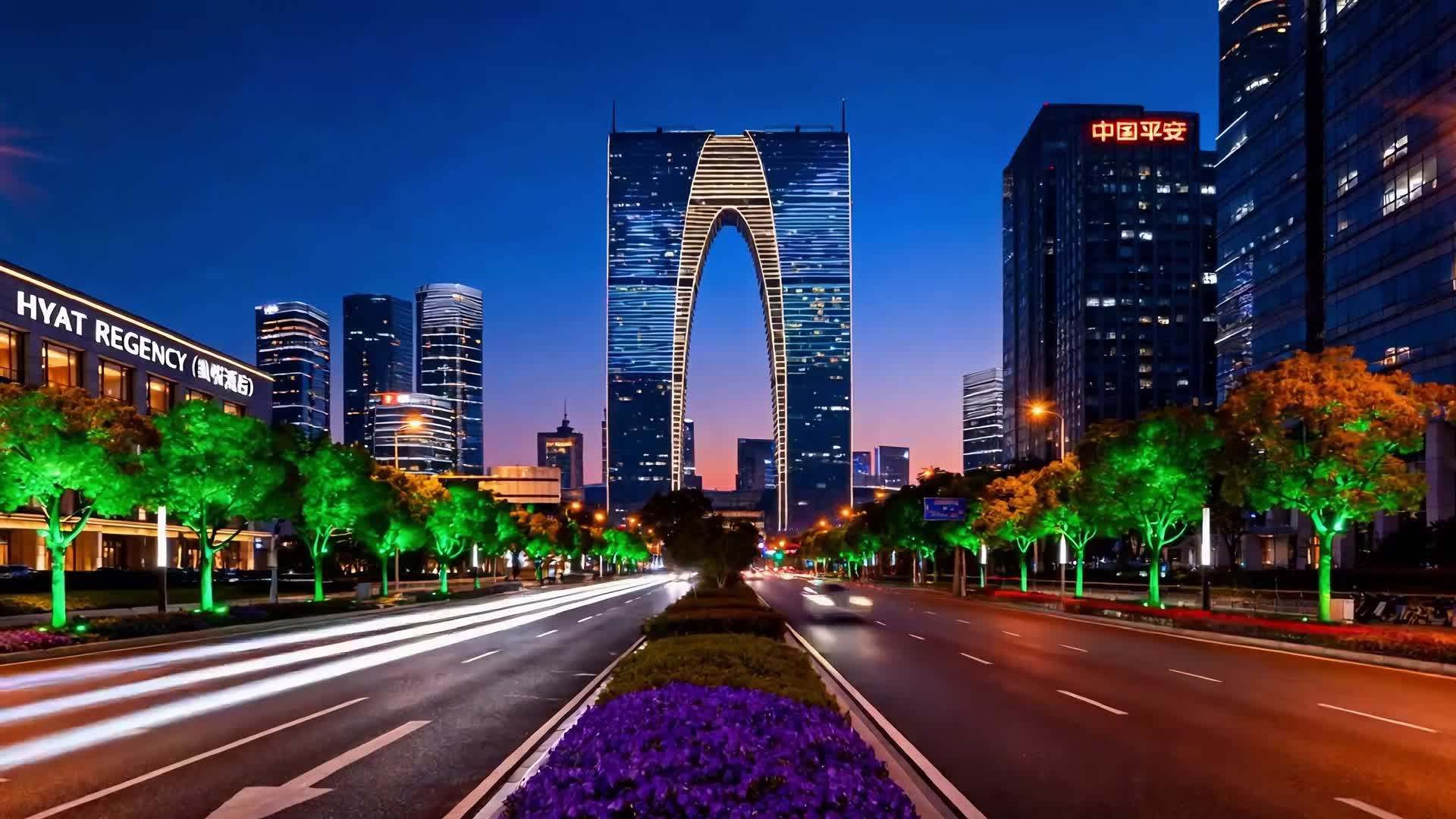 AI视频苏州现代城市风光航拍视频的预览图