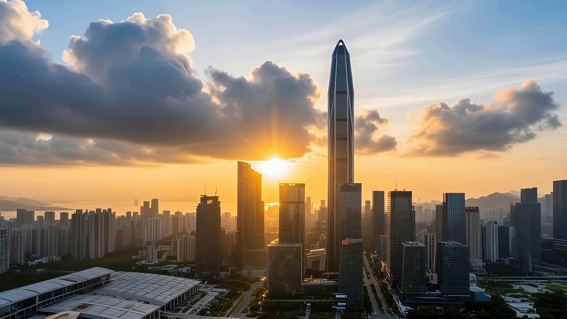 上海日出太阳升起天际线地标cbd合集4K视频的预览图