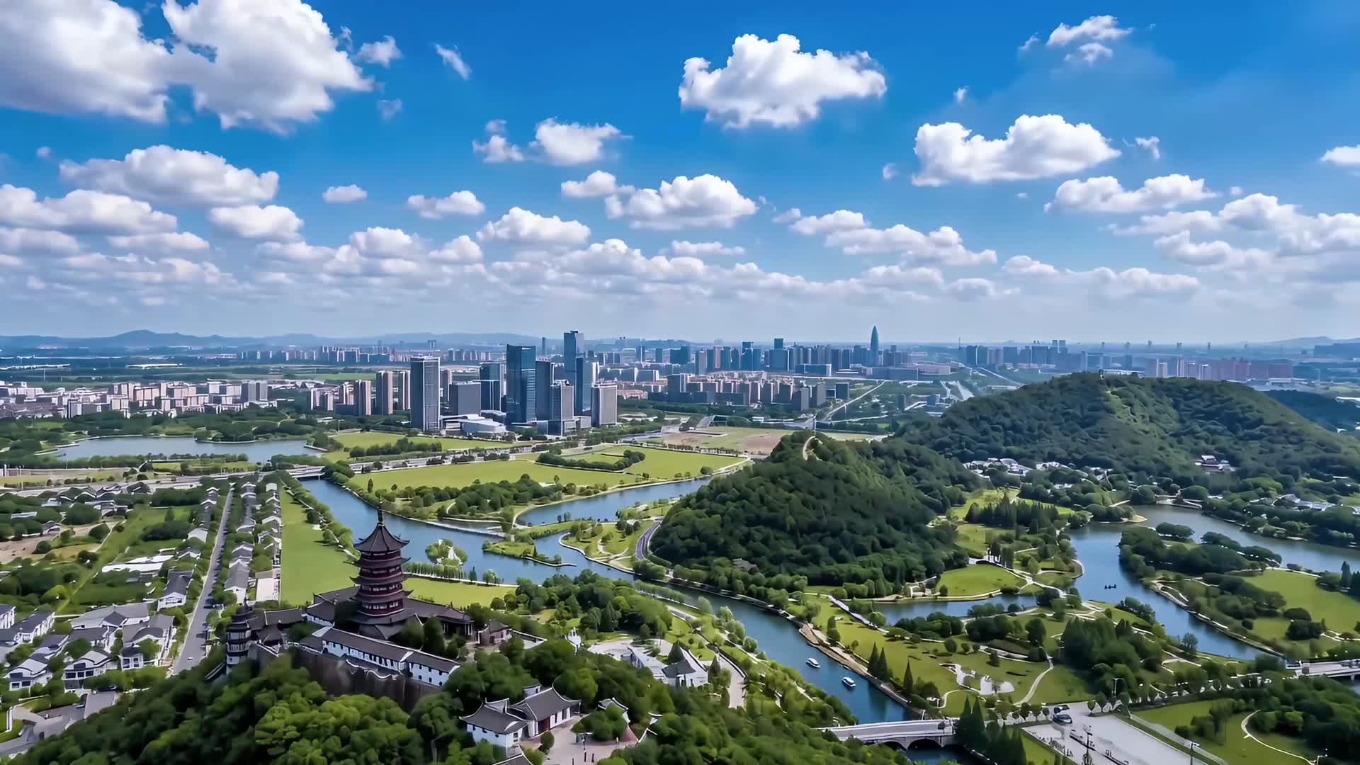 AIGC南通地标航拍延时摄影视频的预览图